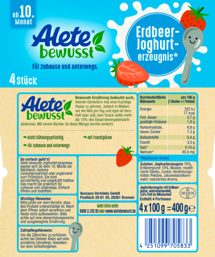 Joghurt und Erdbeere kg 10. 0,4 ab Monat, 4x100g, dem