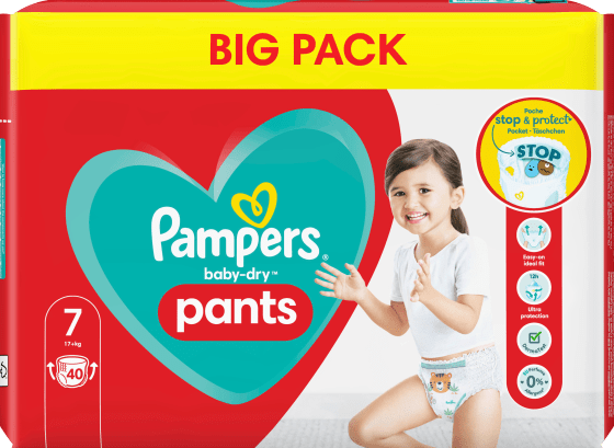 Baby Pants (17+ Dry Gr.7 40 St Pack, Baby Extra kg), Large Big