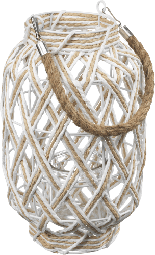 Laterne aus Seilen, weiß/natur, 1 St
