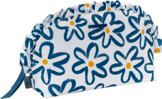 Kosmetiktasche weiß mit blauen Blumen, 1 St