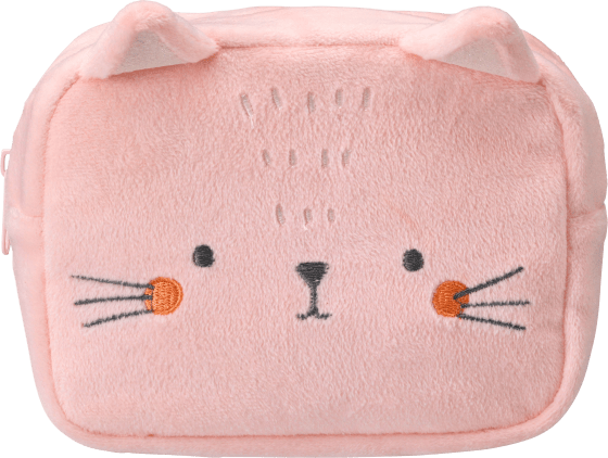 Kulturbeutel Kinder rosa Plüsch-Katze, 1 St
