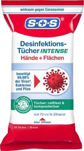 Intense Desinfektionstücher & Hand 25 Fläche, St