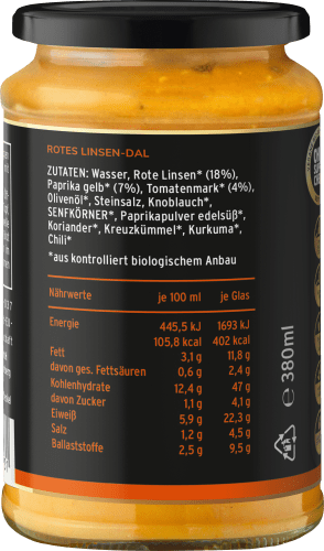 & Linsen-Dal ml Kurkuma, mit Ingwer 380 Suppe, rotes