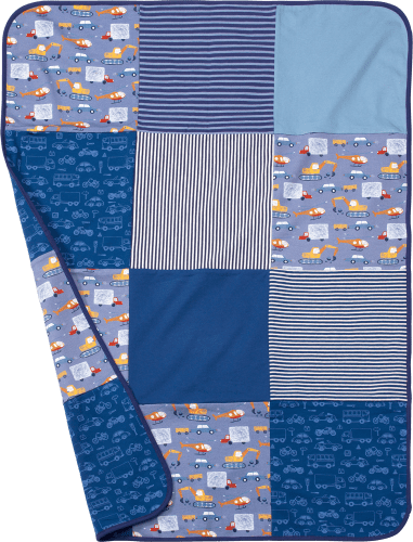 blau, ca. 100 Bio-Baumwolle, 75 Patchwork Decke, x St aus cm, 1