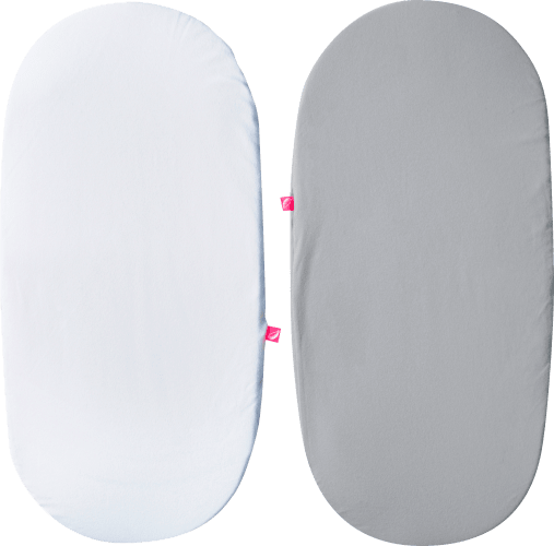 Oval grau St 35x75cm, 2 weiß Spannbetttuch und