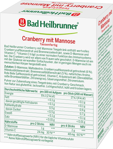 Früchtetee Cranberry mit Mannose (10 Stück), 12 g