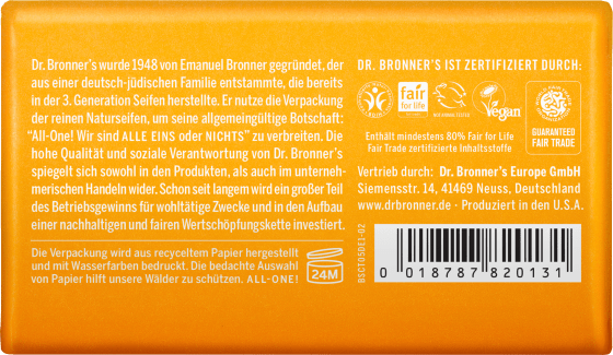Seifenstück reine Naturseife all one & 140 Zitrus g Orange