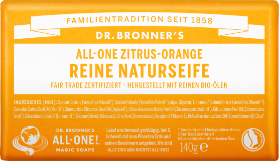 Seifenstück reine Naturseife all one Zitrus & Orange, 140 g