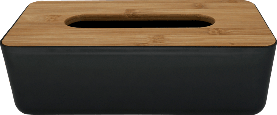 Taschentuch-Box Kunststoff mit Bambus Deckel 1 schwarz, St