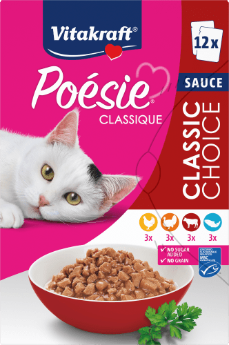 Nassfutter Katze, Variationen in Soße, Poésie Classique, Multipack (12x85 g), 1020 g | Nassfutter Katze
