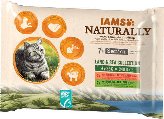 Nassfutter Katze Lachs & Lamm Naturally Mix, Senior Multipack (4x85 g), 340 g
