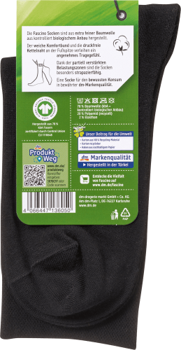 Socken mit St schwarz, 1 Gr. 39-42, Bio-Baumwolle