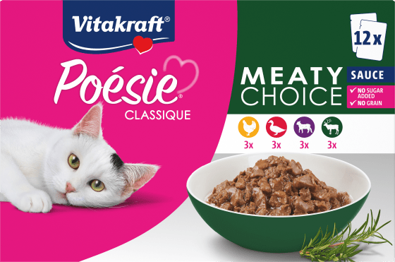 Nassfutter Katze, Fleisch in Soße, Poésie Classique, Multipack (12x85 g), 1020 g | Nassfutter Katze