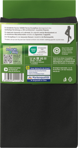 Thermo-Strumpfhose mit recyceltem Polyester 130 DEN, schwarz, St Gr. 1 42/44