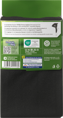 Thermo-Leggings mit recyceltem Polyester 130 42/44, schwarz, DEN, 1 St Gr
