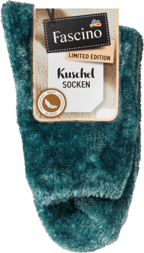 Kuschelsocken mit Chenille-Garn, blaugrün, Gr. 35-38, 1 St