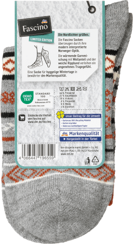 Socken mit St 1 grau, Norweger-Muster, 35-38, Gr