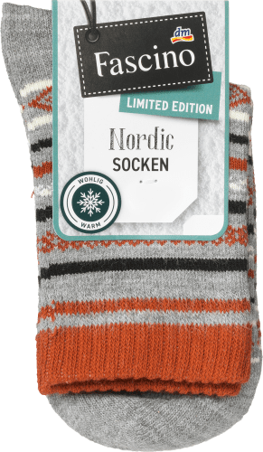 Socken mit Norweger-Muster, grau, Gr. 35-38, 1 St