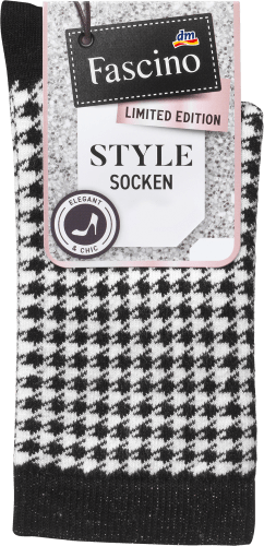 Socken im Pepita-Design, schwarz & weiß, Gr. 35-38, 1 St