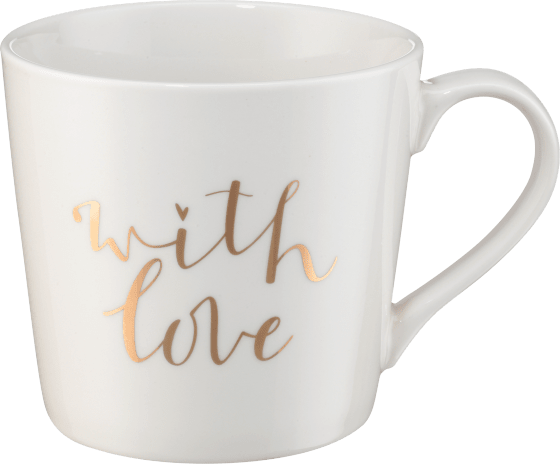 Kaffeebecher Jumbo \'with love\' weiß-gold, 1 St | Deko Klassiker