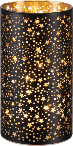 Sternchen, mit LED-Windlicht 16cm 1 St schwarz-gold