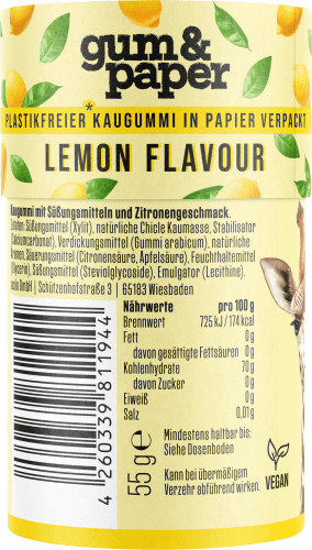 55 Stück), Kaugummi, Flavour, Lemon zuckerfrei (40 g