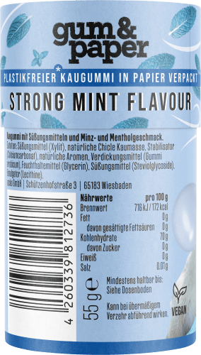 Stück), zuckerfrei (40 Mint 55 g Flavour, Kaugummi, Strong