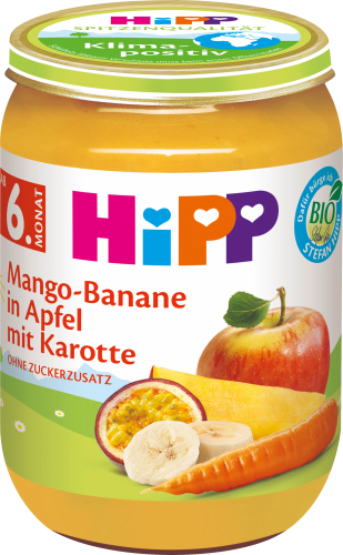 Früchte + Gemüse Mango-Banane in Apfel mit Karotte, ab 6. Monat, 190 g