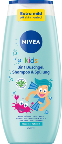 Kinder Duschgel & 250 Shampoo Apfelduft, 3in1 Spülung ml 
