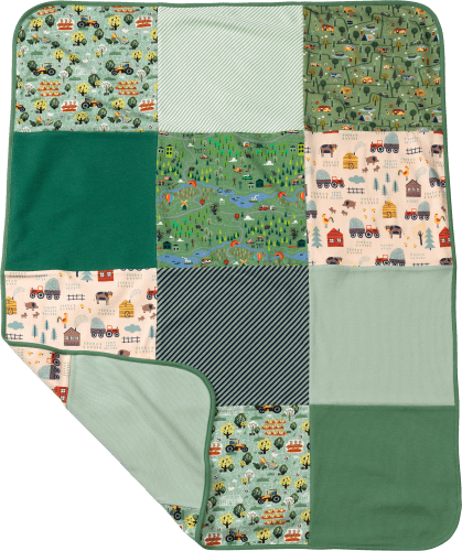 Patchwork Decke, ca. 100 x 75 cm, aus Bio-Baumwolle, grün, 1 St