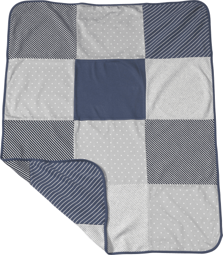 St 100 cm, aus Decke, grau, 1 blau, x 75 Bio-Baumwolle, Patchwork ca