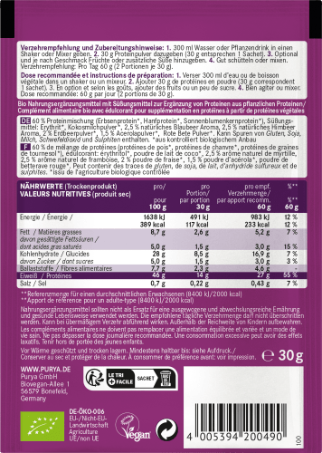 Proteinpulver 46% Very Berry, 30 mit Strawberry g Blueberry & & Acerola, Raspberry