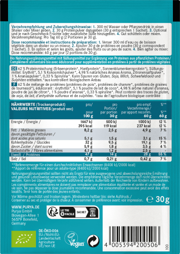 Proteinpulver 47% & Spirulina, mit Coconut Tropical g Ananas Ocean, 30