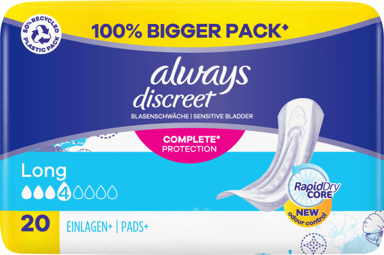 Einlagen St 20 Long Inkontinenz discreet Pack, Big