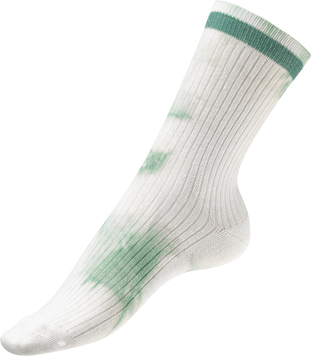 35-38, Socken mit weiß, St grün, Gr. 1 Batik-Muster,