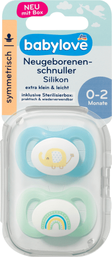 Schnuller für Neugeborene symmetrisch Silikon, grün/Blau, Gr. 0, 2 St