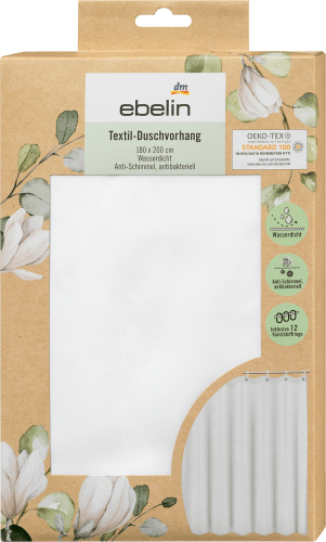 Textil-Duschvorhang uni-farben weiß, 1 St