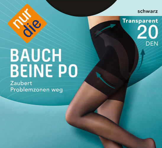 Bauch-Beine-Po 20 St schwarz 38/40, 1 Strumpfhose DEN, Gr.