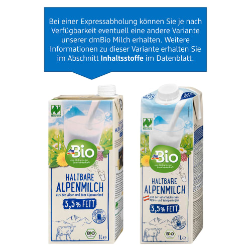 haltbare Naturland, % Fett, Alpenmilch Milch, l 1 3,5