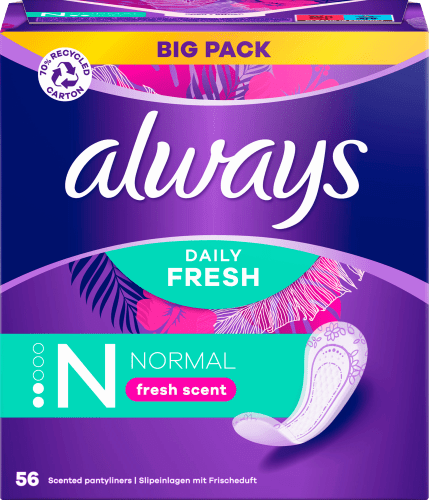 Slipeinlagen Daily Fresh Normal mit Frischeduft BigPack, 56 St