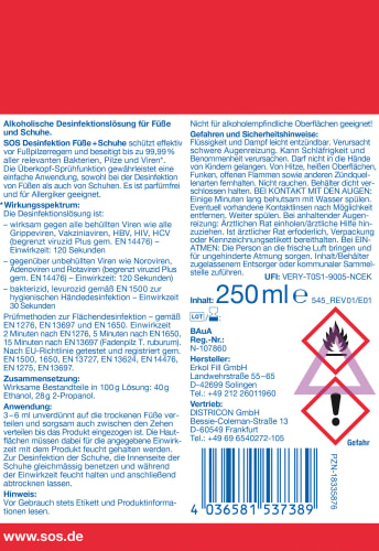 Desinfektionsspray für Füße & Schuhe, 250 ml