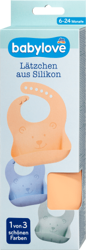 Babylätzchen mit Auffangschale Bärchen aprikose, Silikon, 1 St