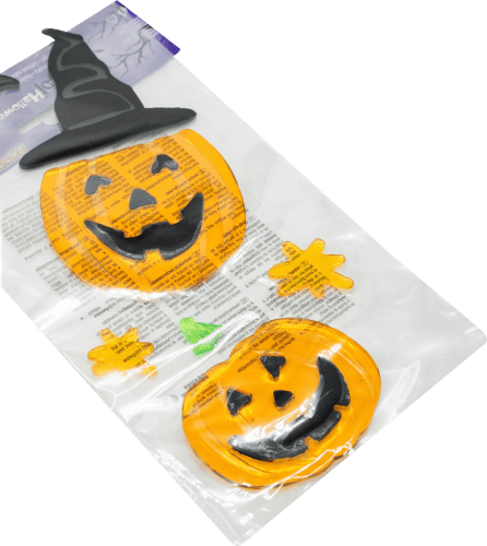 Gel-Sticker, Halloween Kürbisse, orange/schwarz, 1 St