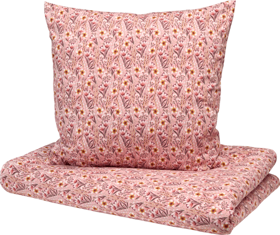 Bettwäsche Set 2-teilig mit Blumen-Muster, rosa, ca. 140 x 200 + 80 x 80 cm, 1 St