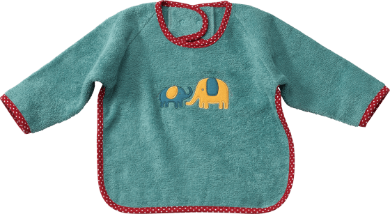 Lätzchen mit Ärmel und Elefanten-Motiv, blau, 1 St