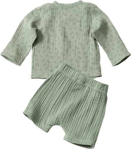aus und Shorts Wickelshirt 1 grün, mit Gr. 62/68, Musselin, St Set