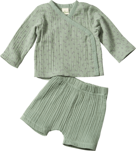 aus und Shorts Wickelshirt 1 grün, mit Gr. 62/68, Musselin, St Set