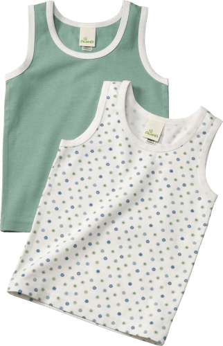 Unterhemden, grün + weiß, Gr. 104, 2 St