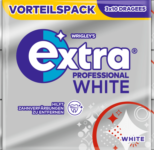 Kaugummi Extra Professional White, zuckerfrei, 3er Pack, 30 St