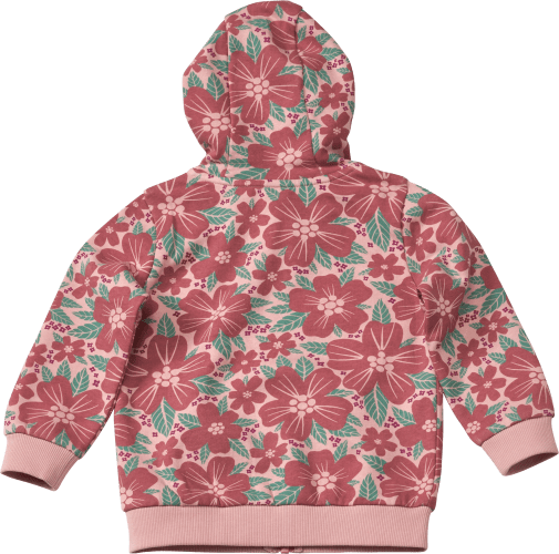 Sweatjacke mit Kapuze & Blumenmuster, rosa, Gr. 122, 1 St